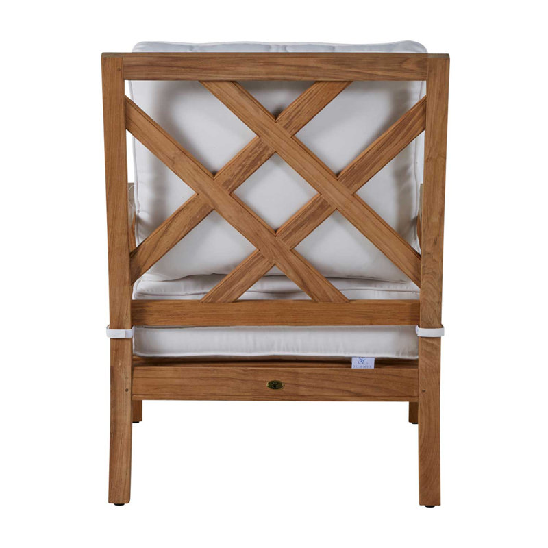 Haley Teak Patio Chair with Cushions, Natural Teak, Natural White, No welt + Standard fill