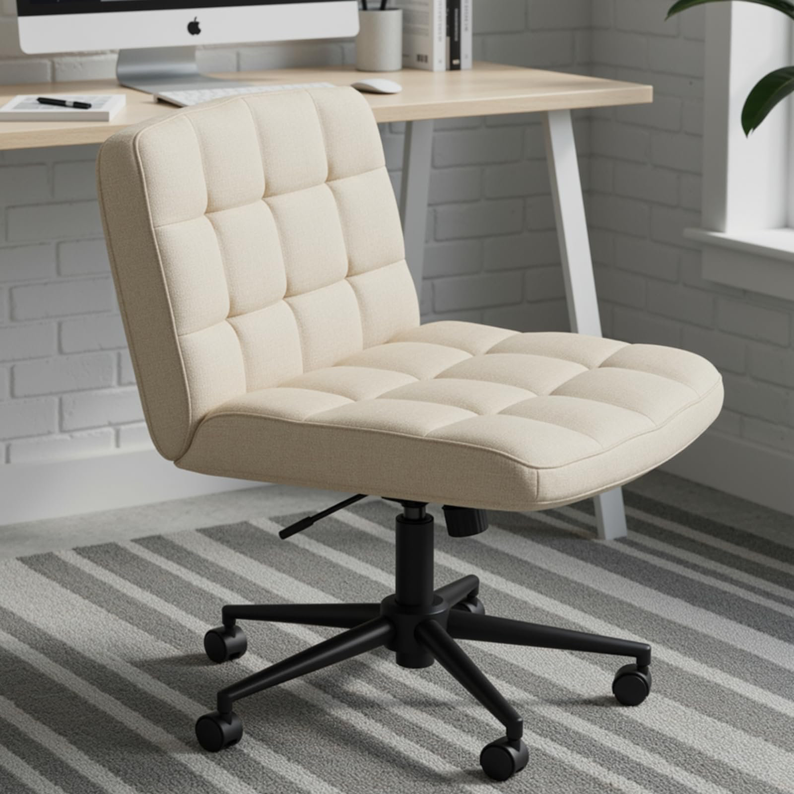 Inbox Zero Office Chair Without Armrests, Wide Cross-legged Chair For Cross-legged Sitting, Ergonomic Height-adjustable Criss-cross Chair For Office, Study, Dressing Room, Bedroom | Wayfair.co.uk