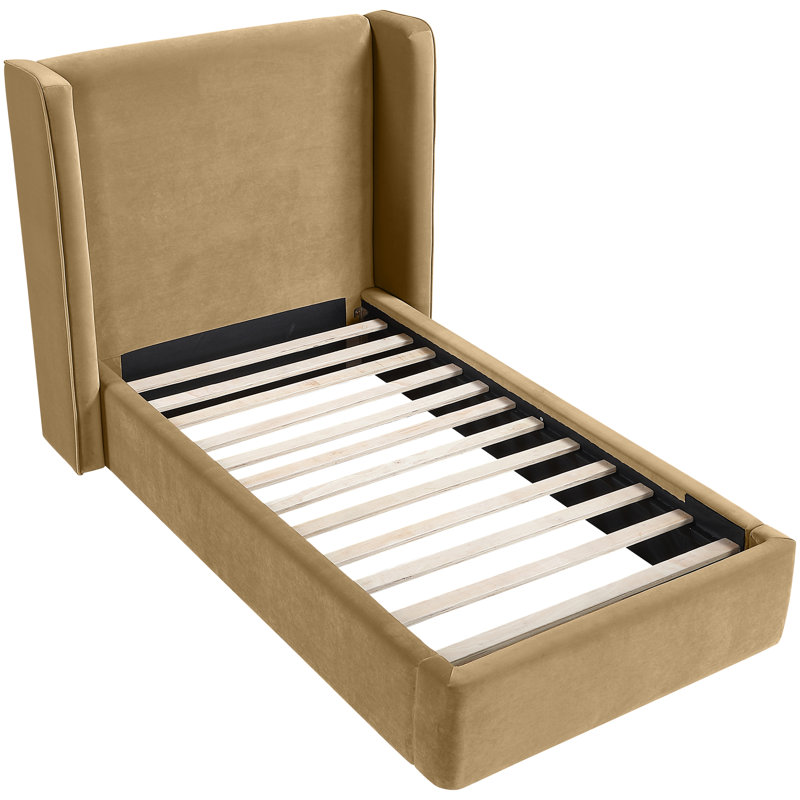 Lit tapissier Kendall Wanaque, Simple, Velours brun clair