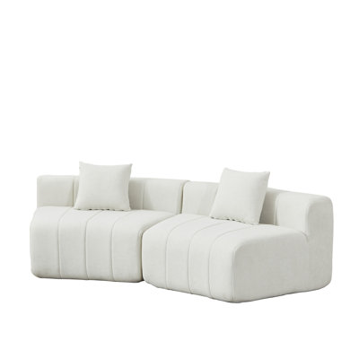 Chenille curved sectional sofa with 2 pillows,Curved Symmetrical Modular Semi Circular Sofa Sectional for bedroom, living room, office for leisure or nap, reading room, and lobby