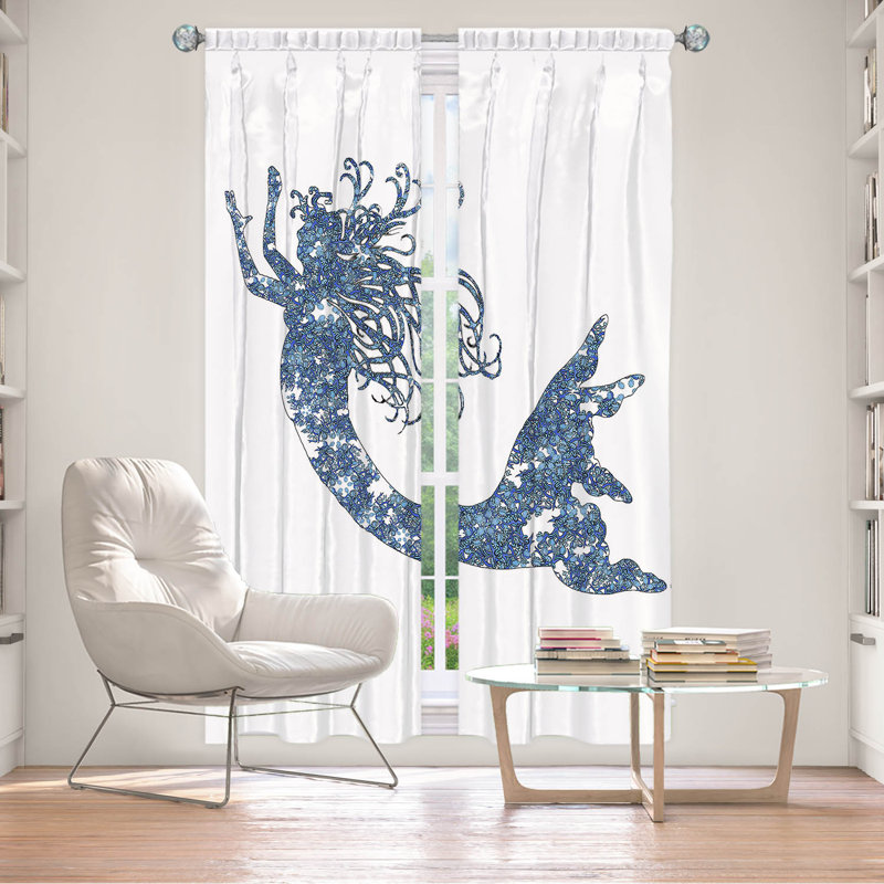Paire de rideaux obscurcissant en polyester Rossy, L 20 po x L 61 po, Bleu / blanc