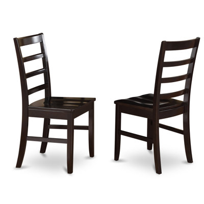 Parfait Dinette Chairs - Ladder Back Solid Wood Seat Dining Chairs, Set of 2, Cappuccino
