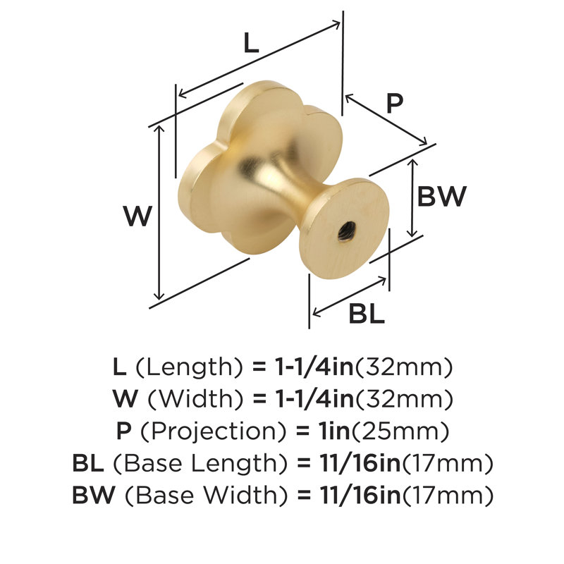 Gold and Navy Blue Clover Cabinet Knob Set