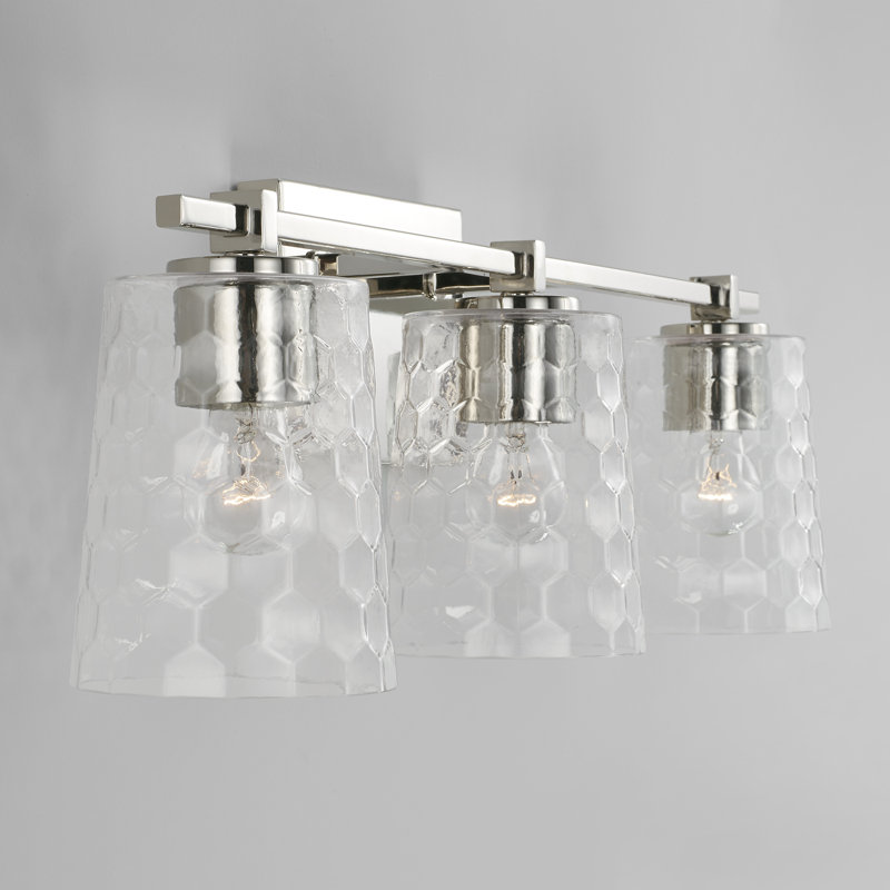 Polished Nickel 3-Light Vanity with Clear Honeycomb Glass