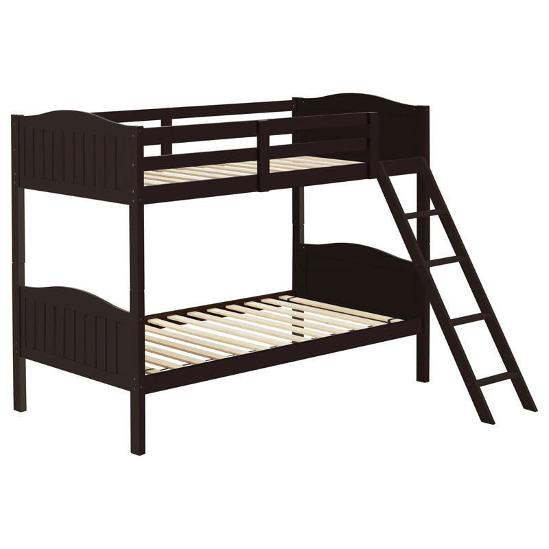 Twin/Twin Bunk Bed With Arched Headboard, Brown