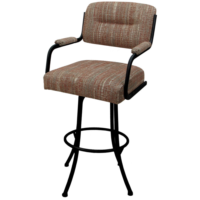 Tabouret de comptoir pivotant de 26 po Huba, Noir, Brun, Tabouret de bar (siège d’une hauteur de 30 po)