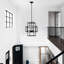 Lanterne industrielle en métal noir mat avec luminaire suspendu réglable pour la salle à manger, le couloir, le vestibule et le vestibule