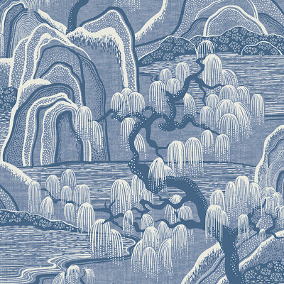 Papier peint jardin Borigo Indigo
