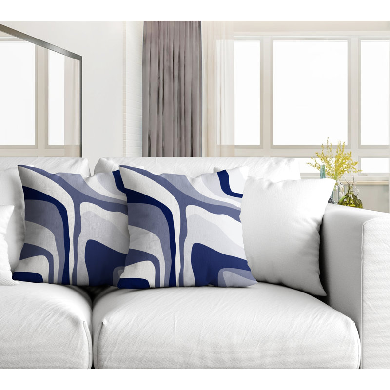 Coussin décoratif carré intérieur / extérieur Clickett, L 15 po x H 15 po, Bleu marine