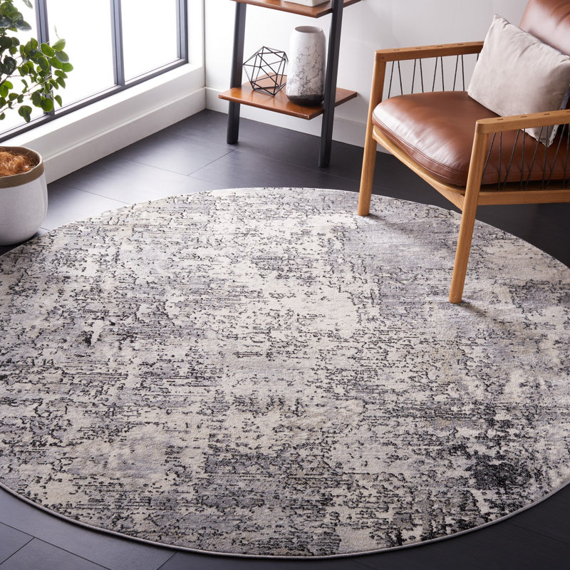 Liselore 100 Performance Abstract Rug, Round 6'7"