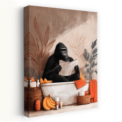 «Gorilla In Bathtube 1», art mural singe gorille contemporain