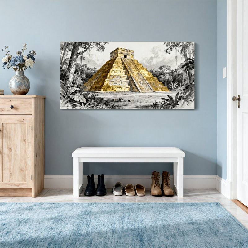 «Scenic & Cityscapes Golden Pyramid Jungle», reproduction d'art monochrome, H 24 po x l 48 po