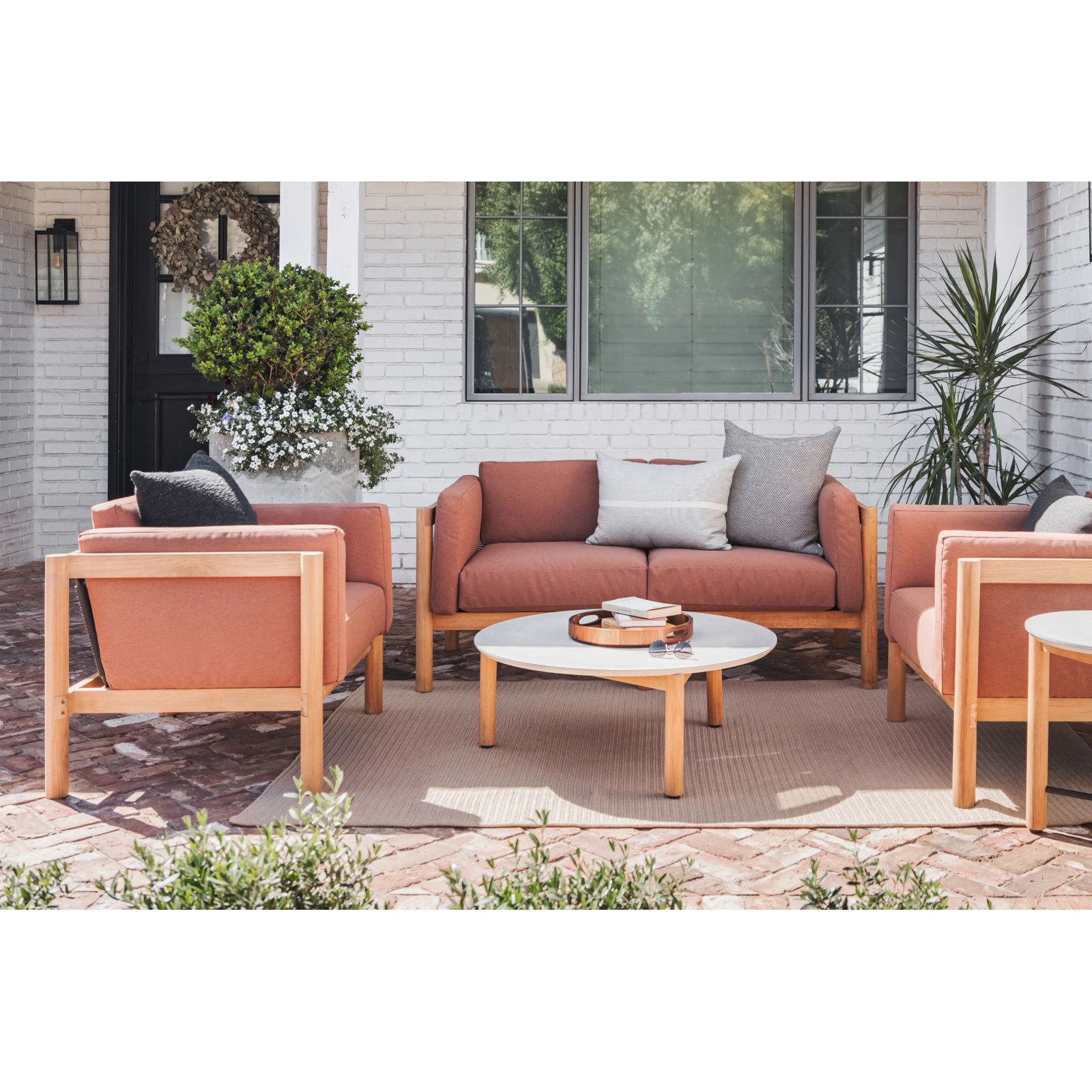 Haven 66" Sunbrella® Patio Loveseat, Sunbrella Rust
