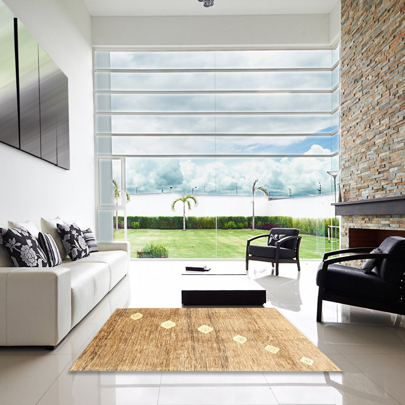 Tapis brun contemporain, Carré 5 pi