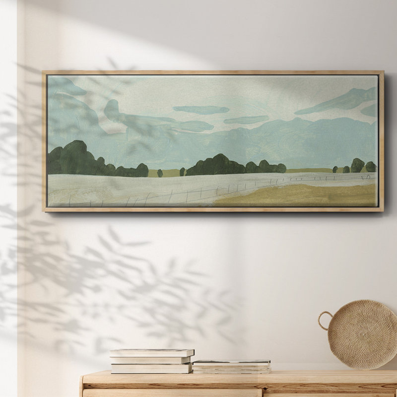 " Farmland Study II ", 8" H x 20" W x 1.5" D, Natural Floater Framed Canvas