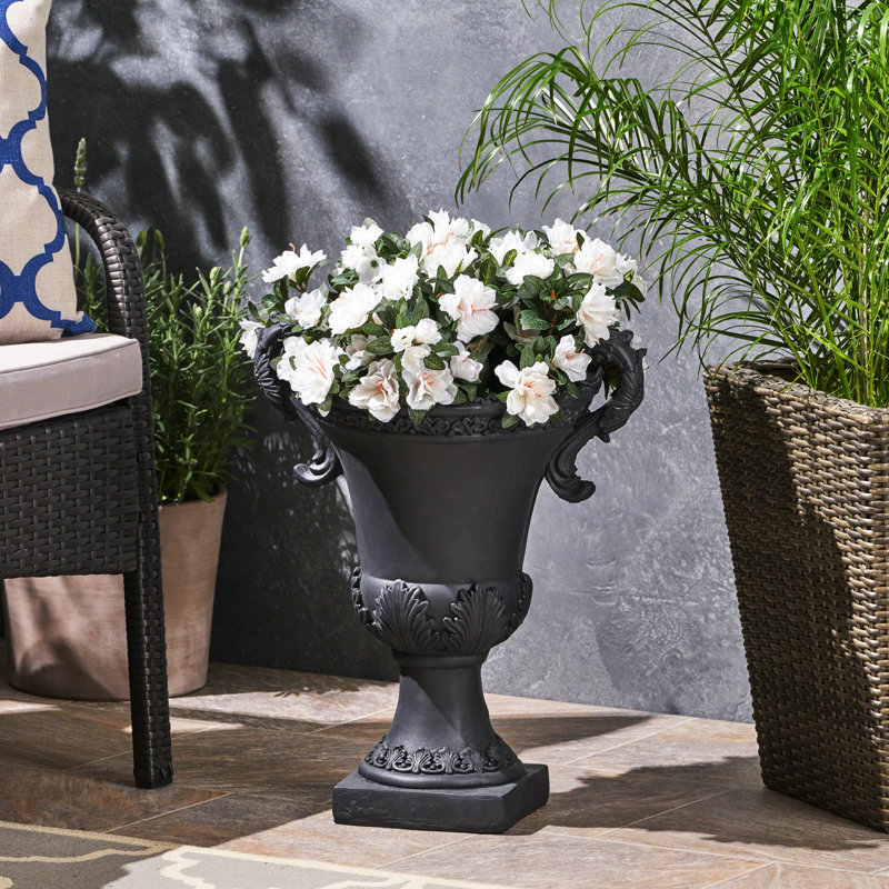 Pot de fleurs élégant en oxyde de magnésium noir, pouvant accueillir plusieurs plantes, 48,2 cm de hauteur, 28,3 cm de largeur, 39,4 cm de profondeur, trou de drainage, aucun assemblage requis, convient aux pots de 48,2 cm de hauteur x 28,3 cm de largeur.