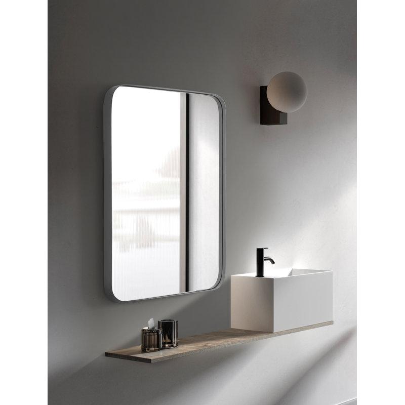 Duesbury Metal Rectangle Mirror, Gray, 36" x 24"