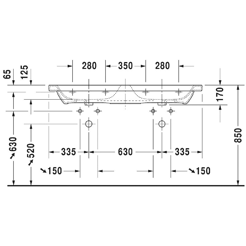 Lavabo de salle de bain rectangulaire rectangulaire en céramique avec trop-plein