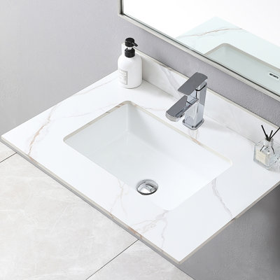 31" Bathroom Vanity Top Gold Sintered Stone With Ceramic Undermount Sink And Backsplash For Unusual 31Inch - Stylish Finish