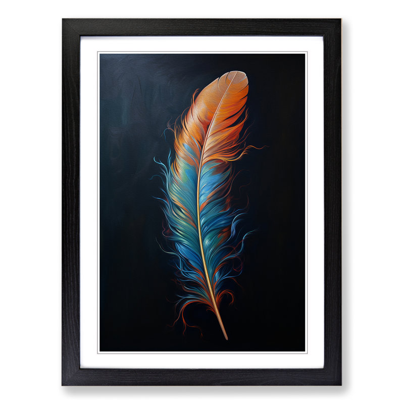Feather Modern - Framed Print, Black, 46cm H x 34cm W x 2cm D