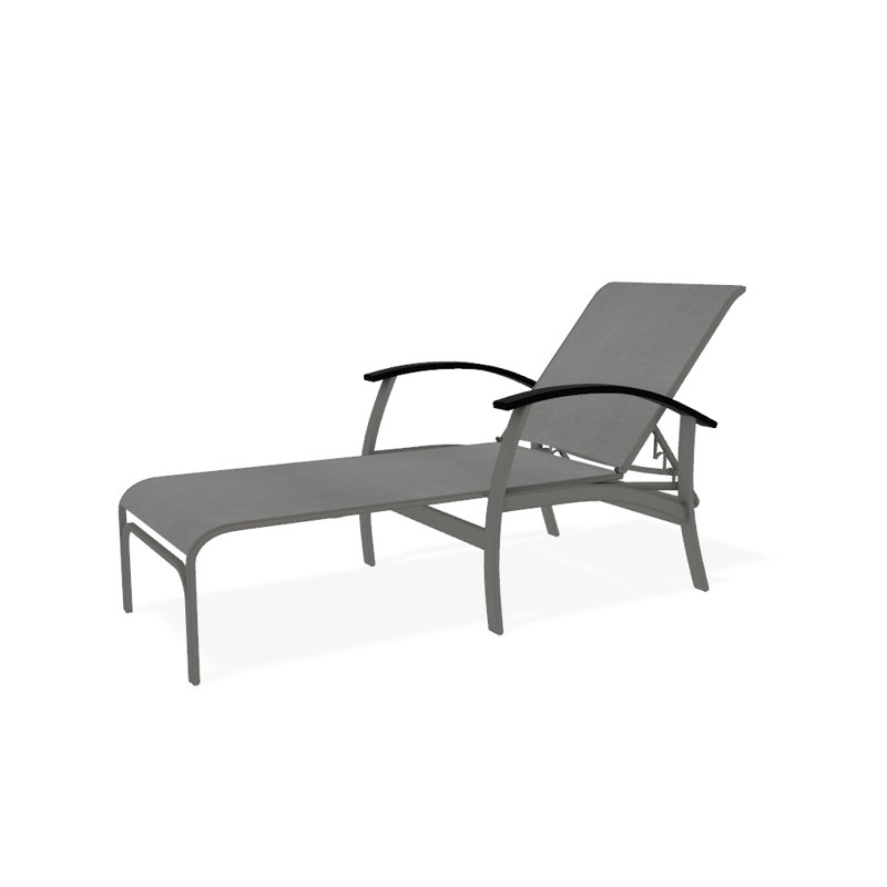 Askar Outdoor Rust-Resistant Metal Chaise Lounge, Black P70, Alloy Sunbrella®, Textured Snow