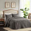 Très grand couvre-lit 3 pièces très grand gris foncé plissé en coin, microfibre douce, rembourrage 100%, literie charmante en tissu microfibre, design moderne-121269109-121269105