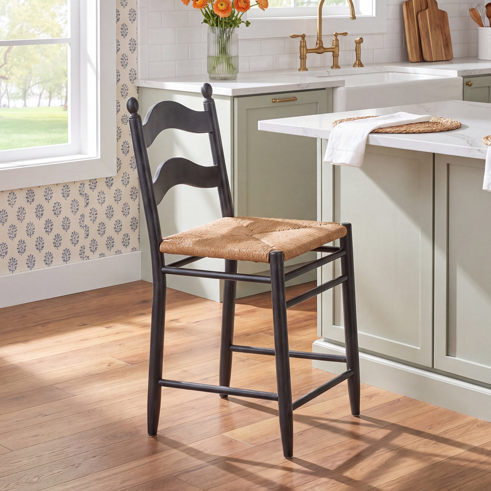 Country Living 24" Bar Stool, Black/Brown 