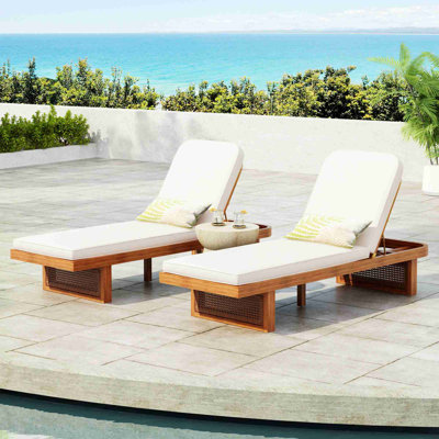 2 Pieces Outdoor Lounge Chair with Cushion by Loon Peak
