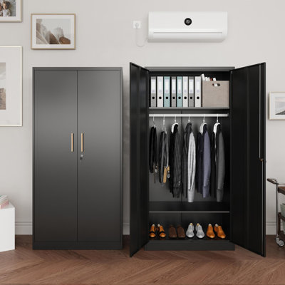 Armoire penderie en métal de 36 po de largeur avec serrure