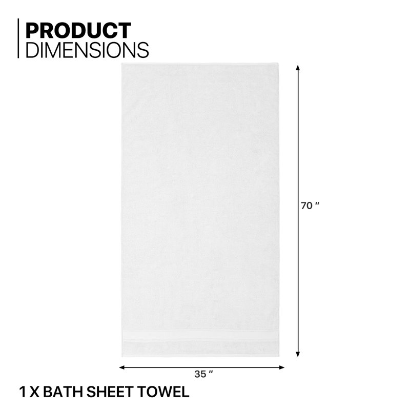 Oversized Bath Sheet 35" x 70", 100% Cotton Bath Towel, Soft, Highly Absorbent and Quick Drying Towel, Blanc