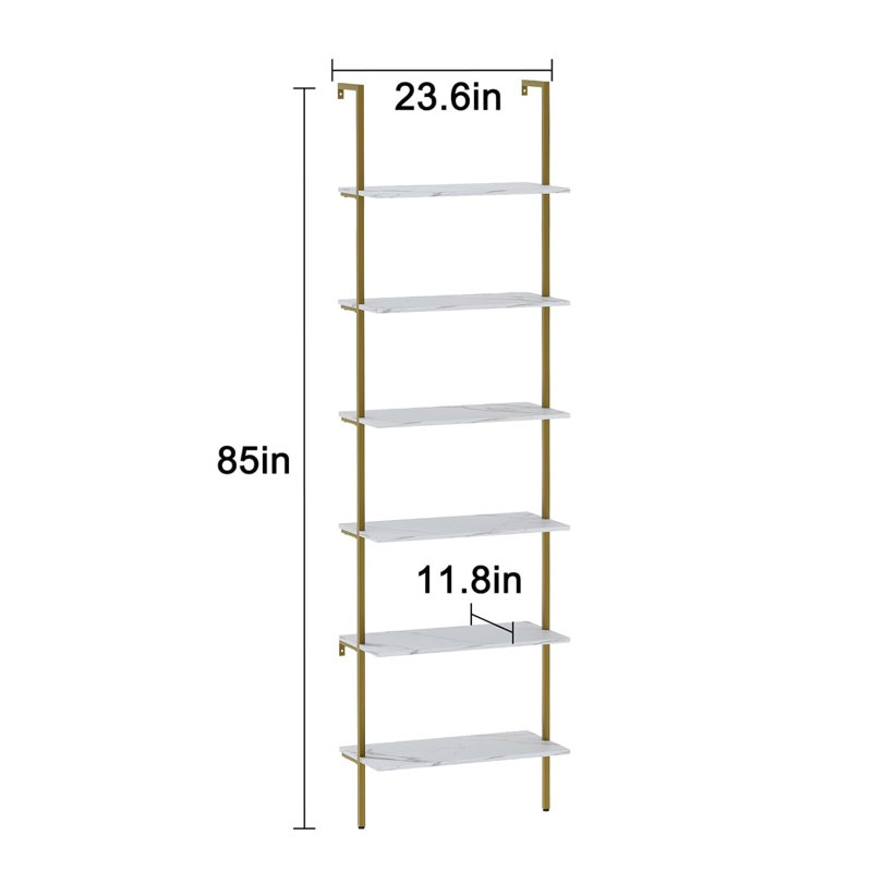 Biran 215cm H x 60cm W Metal Ladder Bookcase