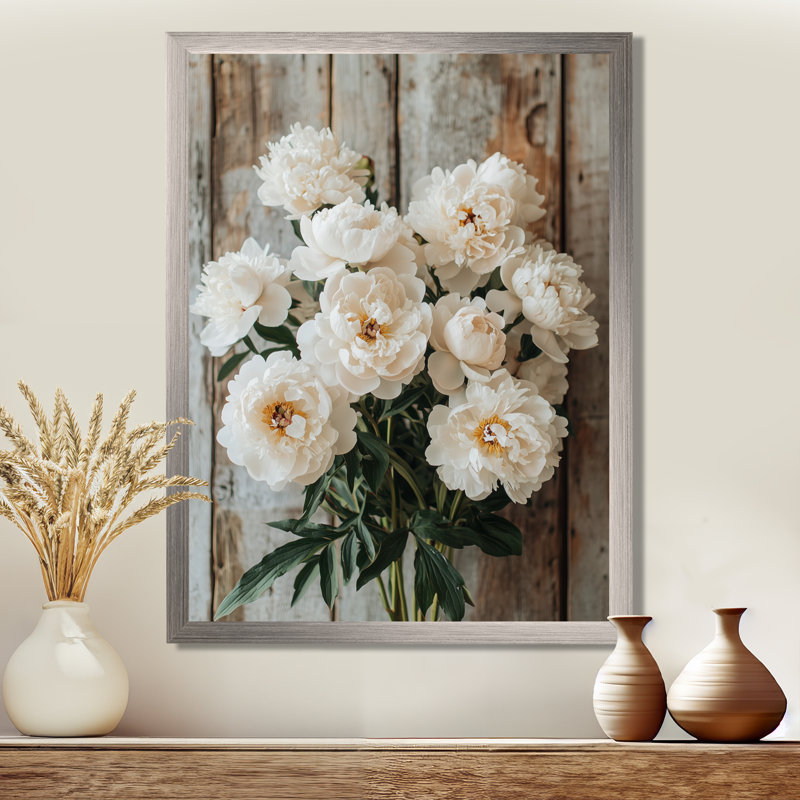 Ightham - Floral Wall Art, H 32 po x l 16 po, Argent argent, Reproduction encadrée sans passe-partout