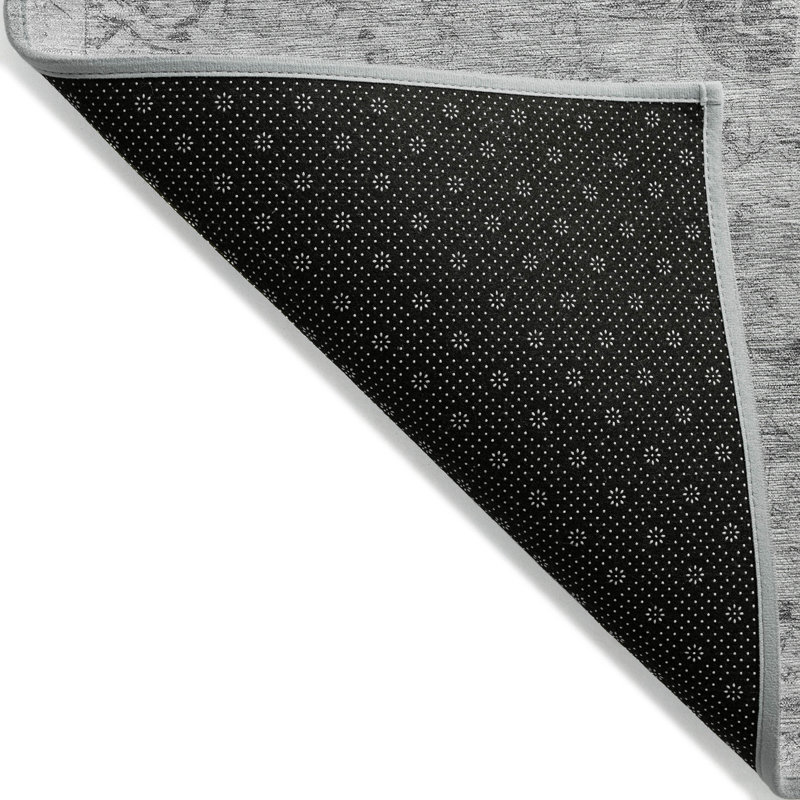 Tapis argenté intérieur / extérieur lavable à la machine Claudian ACN1238, Rectangle 5 pi x 7 pi 6 po