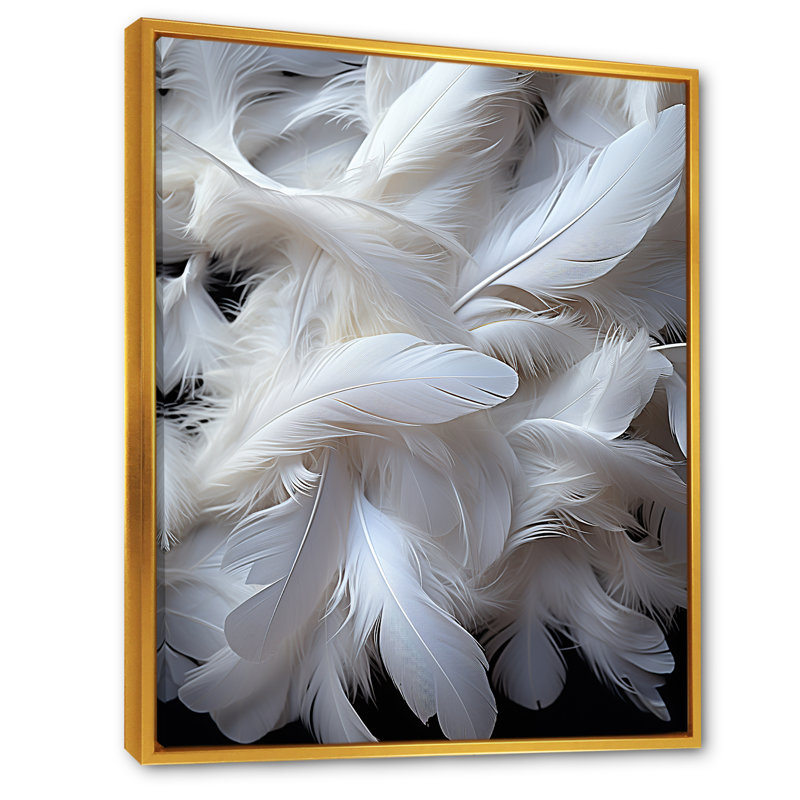 «Light As A Feather I», art mural sur toile, Cadre flottant doré, H 32 po x l 16 po x P 1 po