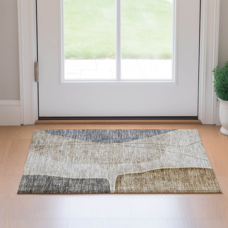 Premium Machine Washable Prisco Taupe Rug, Rectangle 1'8" x 2'6"