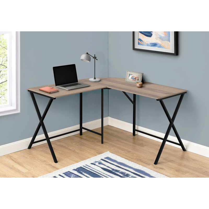 Bureau d'ordinateur, bureau personnel, coin, L 55 po, forme en L, travail, stratifié pour ordinateur portable, métal, contemporain, moderne