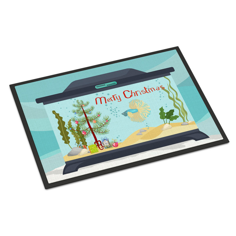 Tapis d'entrée antidérapant Insta, Poisson combattant à oreilles d'éléphant, 18" W x 27" L