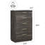 5 Drawer Dresser, Wood Storage Chest with Rose Gold Handles, Brown