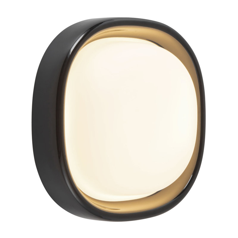 Pebble 8-in Silver dimmable LED Flush Mount, Matte Black