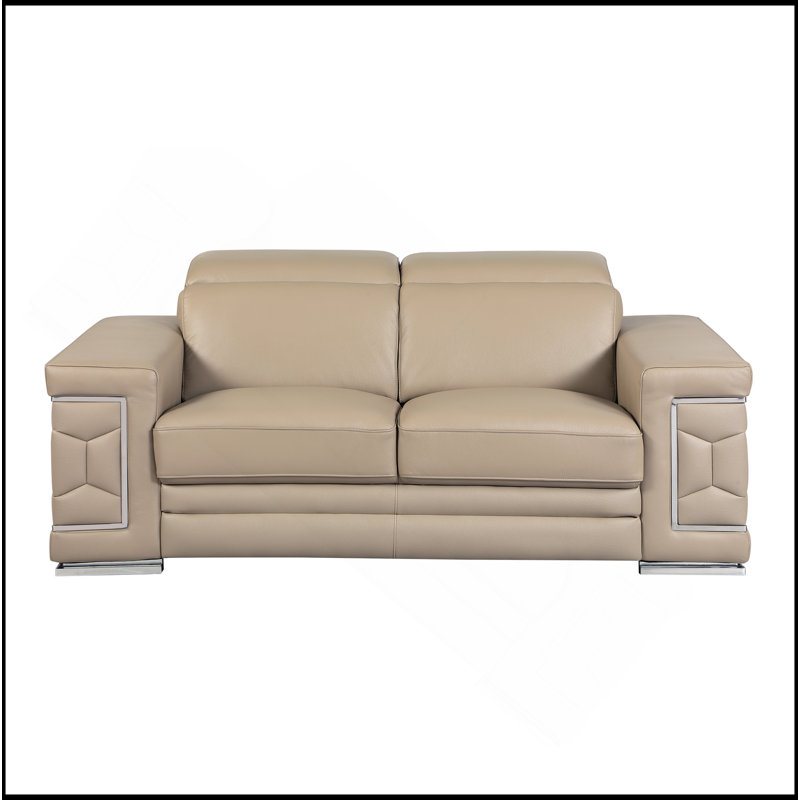 Causeuse en cuir italien à grain supérieur, Beige