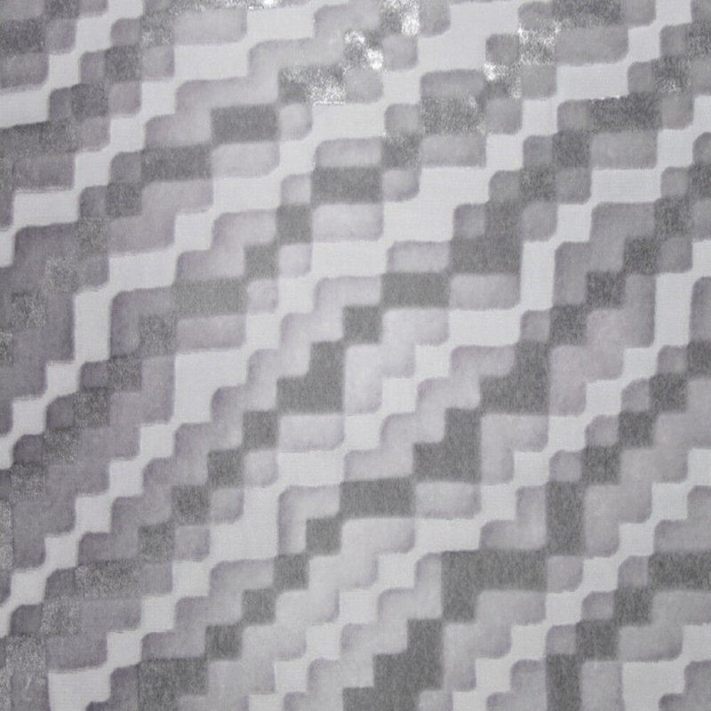 Steps Velvet Square Pillow Cover & Insert, 22"H x 22"W, Silver Geometric