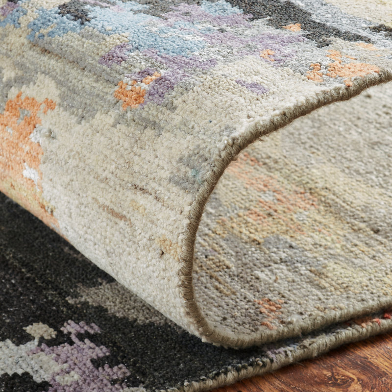 Aurora Drift Hand Knotted Abstract Area Rug, Rectangle 12' x 15'