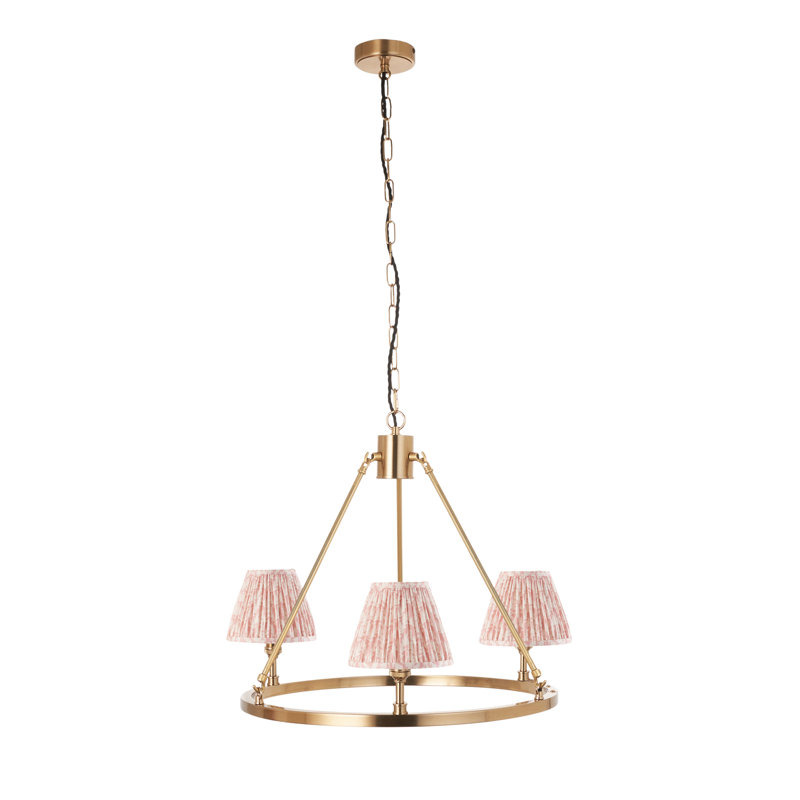 Chester 3 - Light Waggon Wheel Chandelier, Pink