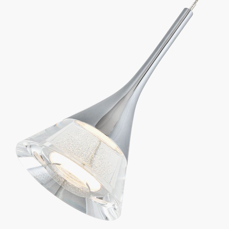 Amalfi 5-Light Height Adjustable ETL Certified Integrated LED Chandelier with Cone Shades, Polished Chrome