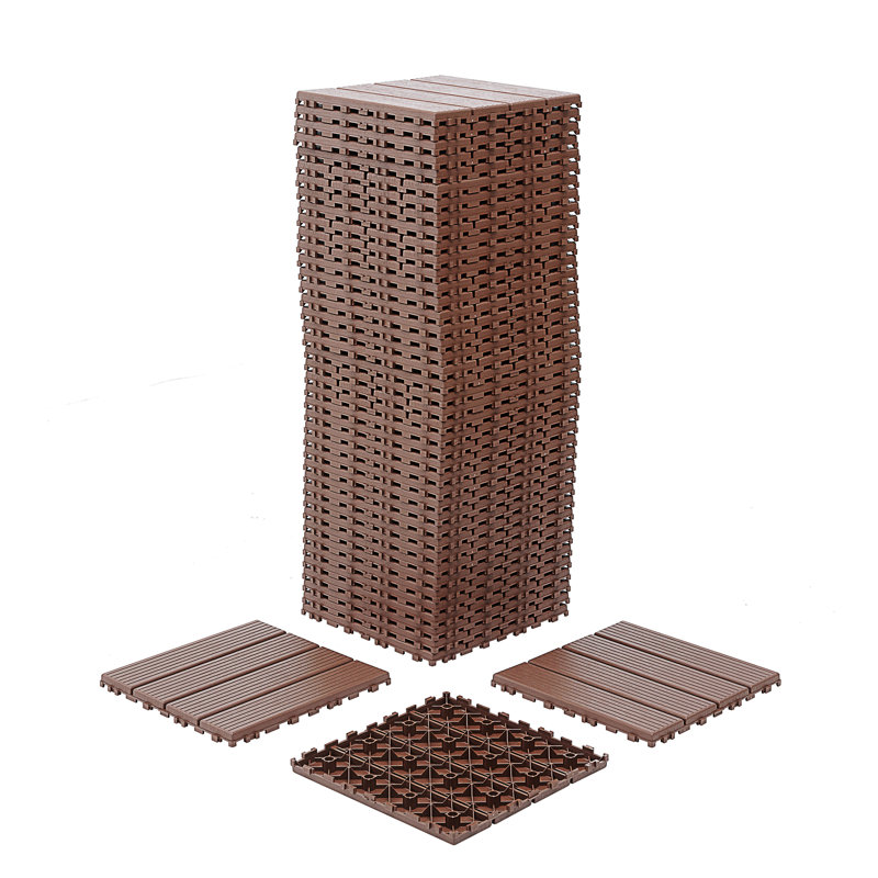 Carreaux de terrasse en plastique emboîtables, Brun