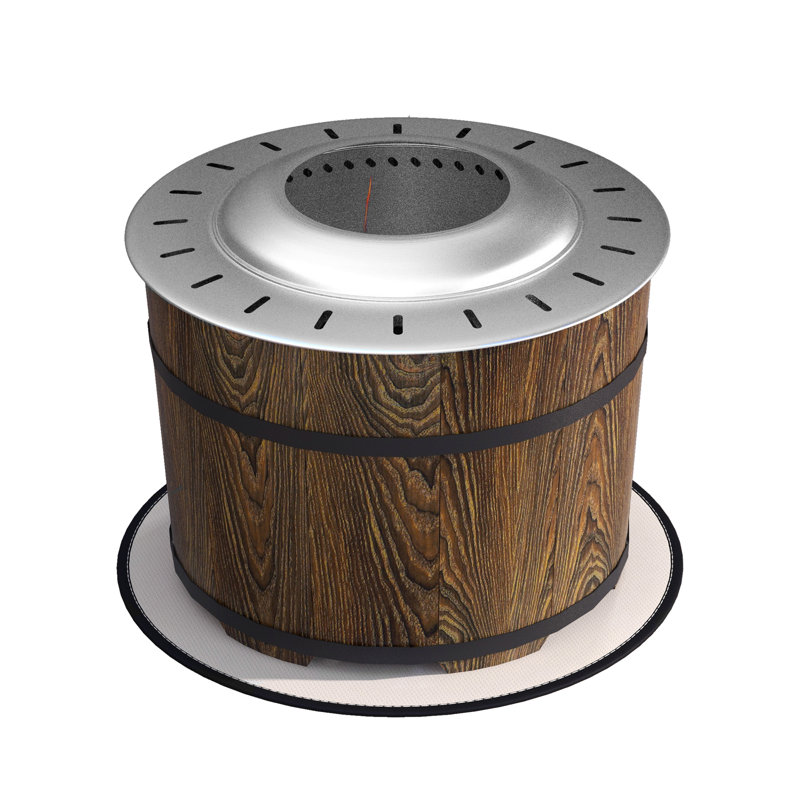 Outsunny Smokeless Fire Pit with Fireproof Mat, Brown