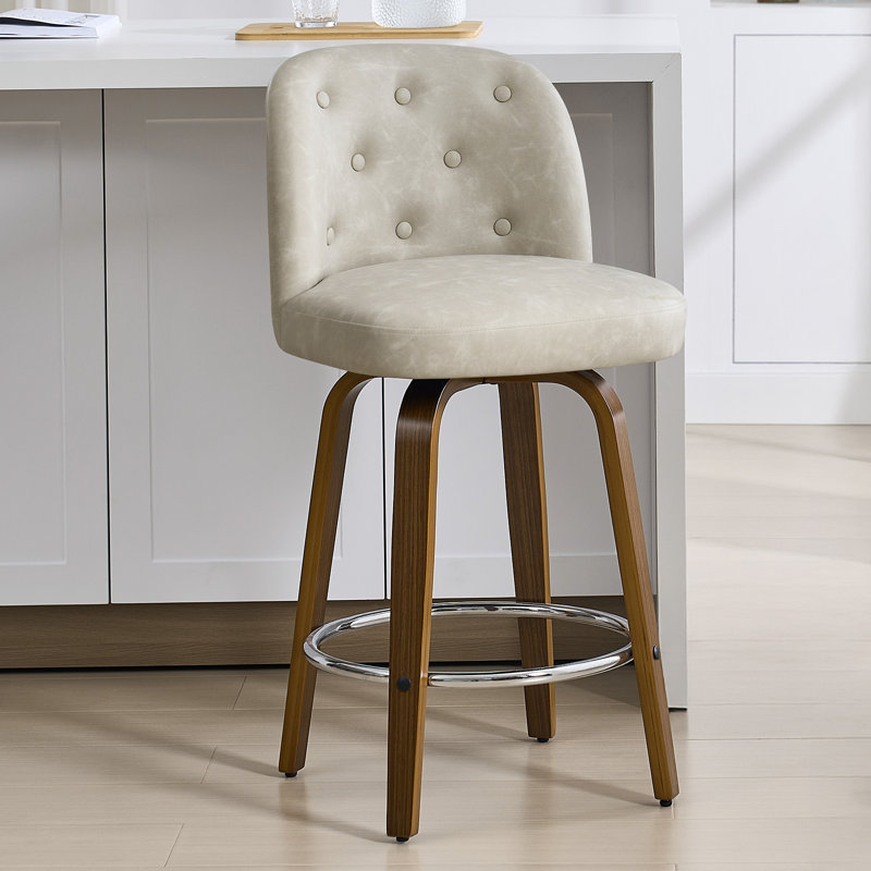Swivel Upholstered Stool, 1, Greige, Counter Stool (26" Seat Height)