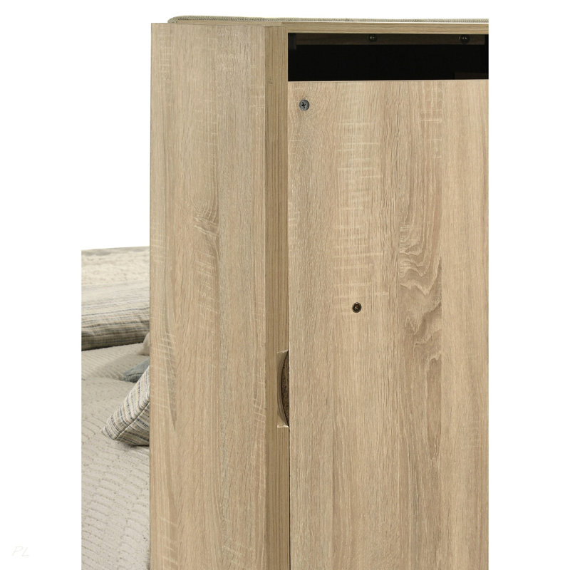 Merritt Light Oak Bookcase Storage Queen Bed