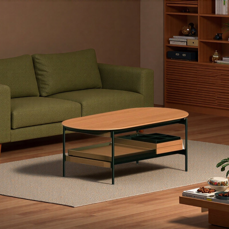 Table basse rétro à deux niveaux, Brun