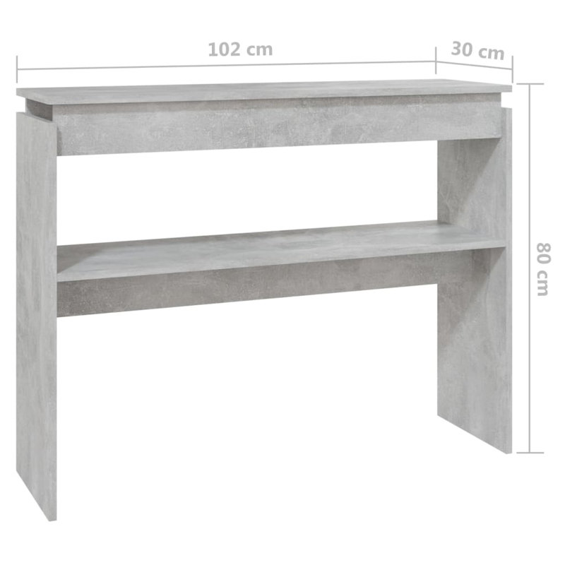 Console avec rangement compact en bois d'ingénierie, H 31,5 po x l 40,2 po x P 11,8 po, Gris béton